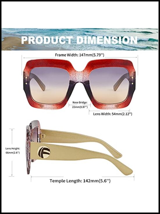 Retro Square Sunglasses for Women Oversized UV Protection Vintage Shades